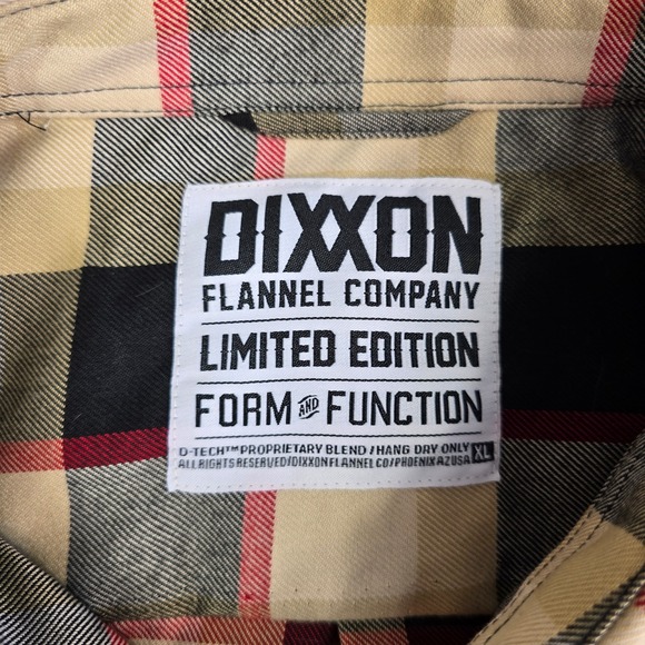 Dixxon Flannel Snap-On Limited Edition Plaid Button Up Shirt Mens XL Tan Black - Picture 2 of 8
